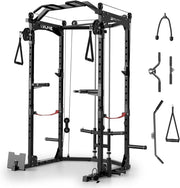 View Power Cage,2000LBS Adjustable Multi-Functional Power Racks, Dual Pulley Cable System, Squat Rack for Strength Fitness, with More Training Attachment for Home Gym image 2