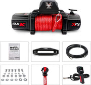 View 13,500-pound load capacity electric winch - 12-volt DC power supply, suitable for off-road trailer towing, dual-function wireless remote control image 5
