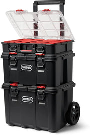 View Stack-n-Roll Modular Tools Organizer for Garage Storage and DIY, 3 Piece Resin Rolling Tool Box System for Small Parts image 1