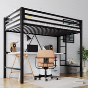 View Loft Bed Twin Size with Ladder and Guardrail,Heavy Duty Metal Slats Support No Box Spring Needed Small Space Saving Furniture for Bedroom Dorm,Black image 3