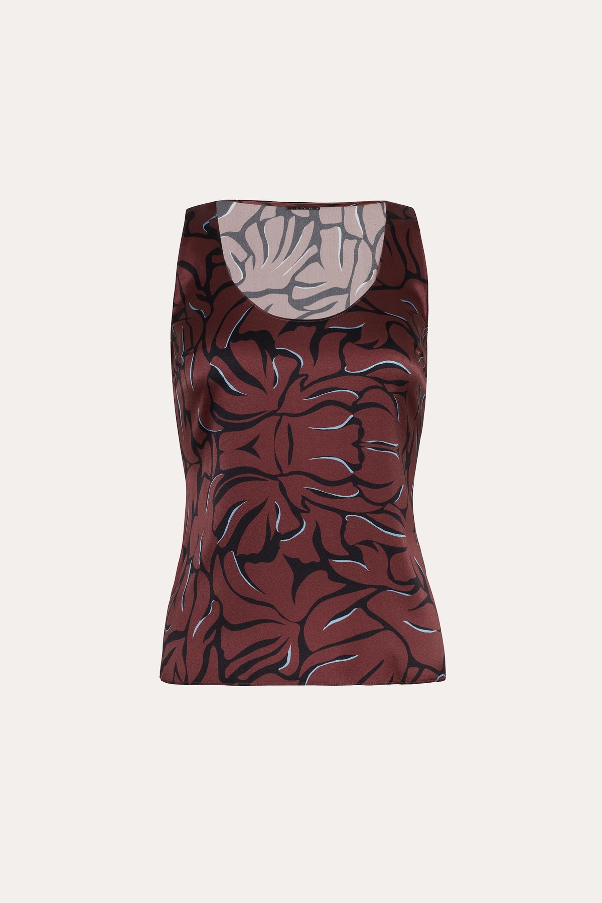 Naya Silk Charmeuse Coral Print Top