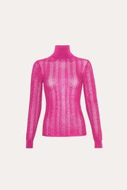 View Silk Pointelle Turtleneck Sweater image 4