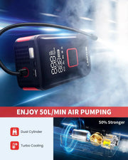 View Tire Inflator Portable Air Compressor Fit Pickup Truck & Large Tires Air Pump for Car Tires w/Digital Pressure Gauge, Auto Stop, 150PSI Electric 12000mAh Cordless 12V Corded Dual-Use image 3