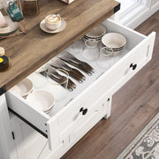 View Coffee Bar Cabinet, Kitchen Storage Cabinet, Modern Farmhouse Buffet Sideboard with Drawer and Adjustable Shelf, Barn Door Accent Cabinets for Kitchen, Dining Room, Entryway, White image 5