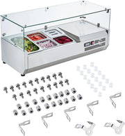 View Refrigerated Condiment Prep Station, 135 W Countertop Refrigerated Condiment Station, with 2 1/3 Pans & 4 1/6 Pans, 304 Stainless Body and PC Lid, Sandwich Prep Table with Stainless Guard, ETL image 6