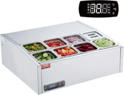 View Refrigerated Condiment Prep Station, 135 W Countertop Refrigerated Condiment Station, with 2 1/3 Pans & 4 1/6 Pans, 304 Stainless Body and PC Lid, Sandwich Prep Table with Stainless Guard, ETL image 3