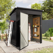 View 6.2x4 FT Shed Outdoor Storage Shed Metal Garden Shed with Lockable Doors & Slooping Roof Tool Shed Bike Shed for Backyard, Patio, Poolside (Brown) image 1