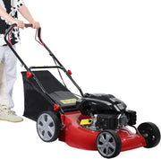 View Self-propelled lawn mower, 141cc four-stroke gasoline engine, lawn mower with 20-inch blades, rear-wheel drive, push-type lawn mower, equipped with a 50-liter hay storage tank, rear wheel diameter 10 inches, rotational speed 2850 revolutions per minu image 3