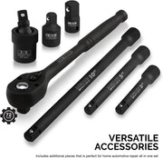 View 02448A 1/2" Drive Master Impact Socket Set, 65 Piece, Standard SAE (3/8"-1-1/4") & Metric (10-24 mm) Sizes, Deep & Shallow Kit, Includes Adapters & Ratchet Handle image 3