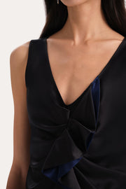 View Silk Satin Sleeveless Ruffle Top image 3