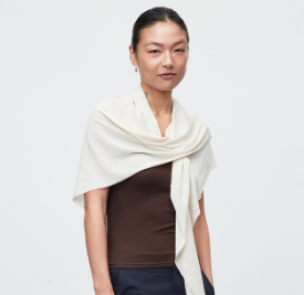 BOFAN Linen Blend Triangle Scarf for Women, Lightweight, 70 × 205 cm