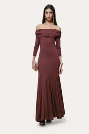 View Olympia Off-Shoulder Flare Dress image 1