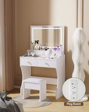 View Makeup Table with Extra Large Mirror and Lights, 80cm Dressing Table with Stool image 4