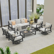 View Outdoor Patio Furniture Set 4-Piece, Aluminum Swivel Rocking Chairs with All-Weather Cushions, Modern Patio Conversation Set for Deck, Porch, Garden (Dark Grey) image 1