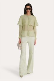 View Sage Silk Chiffon Cape Blouse image 4