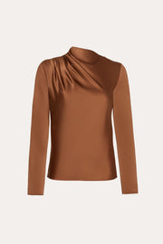 View Leah Silk Charmeuse Ruched Long Sleeve Shirt image 5