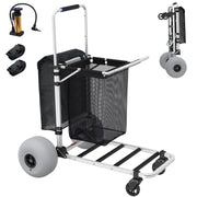 View Foldable Beach Cart with Adjustable Handle and 12" Balloon Wheels, Heavy Duty Aluminum 220LBS Capacity image 4