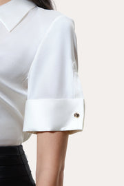 View Sylvie Silk Charmeuse Short Sleeve Shirt image 3