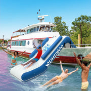 View Pontoon Waterfall Slide, Inflatable Pontoon Boat Water Slide for Kids Backyard Pool Sea, Electric Air Pump & Storage Bag image 5