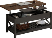 View Multi-Function Convertible Coffee Table with Storage and Hidden Compartment, Converts to Dining Table, 40 White & Brown image 1