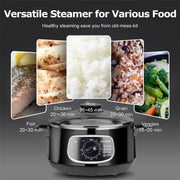 View 2 stainless steel food steamers, 8.5 liters capacity, electric glass-covered vegetable steamer, double-layer stackable steaming basket, with timer included image 5