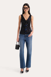 View Silk Satin Sleeveless Ruffle Top image 1