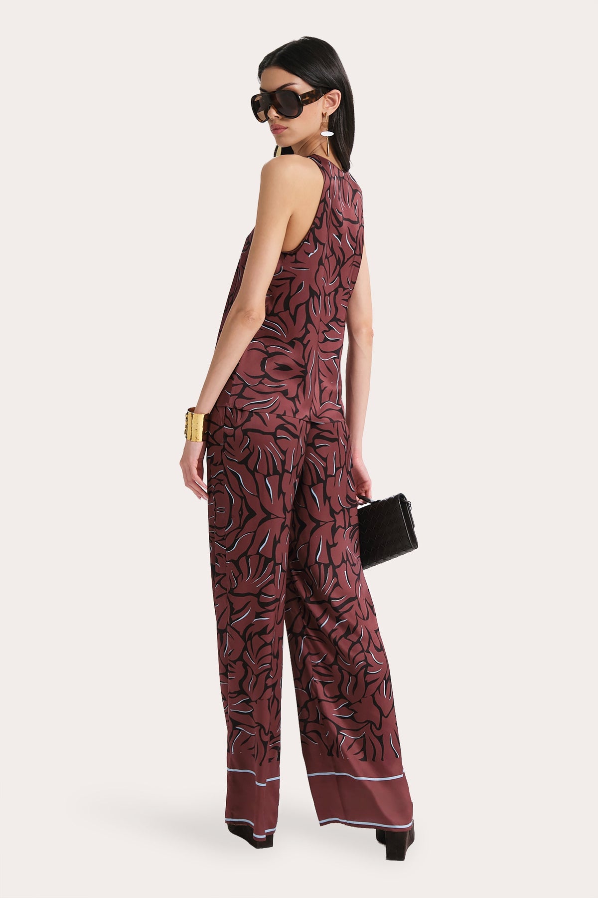 Naya Silk Charmeuse Coral Print Top