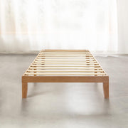View 12" Classic Solid Wood Platform Bed Frame w/Wooden Slats (No Box Spring Needed), Natural, Queen Size image 5