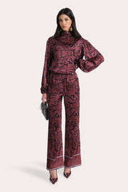 View Naya Silk Charmeuse Coral Print Blouse image 1