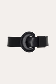 View Round Buckle Leather Belt image 5