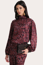 View Naya Silk Charmeuse Coral Print Blouse image 5