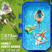 View Foldable Pool, Large Non-Inflatable Swimming Pool For Kids,Adult Collapsible Pools Hard Plastic Shell, Oversized Thickened,Portable Folding Kids Pools for Backyard-Mosaic Design-115"x66"x20" image 6