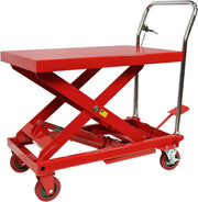View 500LBS Hydraulic Lift Table Cart, 30" Lifting Height., Double Scissor Lift Table with 4 Wheels and Non-Slip Pad, Hydraulic Scissor Lift Table for Material Handling and Transportation image 2