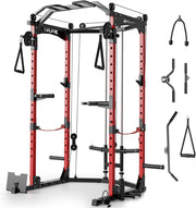 View Power Cage,2000LBS Adjustable Multi-Functional Power Racks, Dual Pulley Cable System, Squat Rack for Strength Fitness, with More Training Attachment for Home Gym image 1
