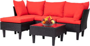 View Patio Furniture Set 4 Pieces Outdoor Rattan Chair Wicker Sofa Garden Conversation Bistro Sets for Yard,Pool or Backyard image 1