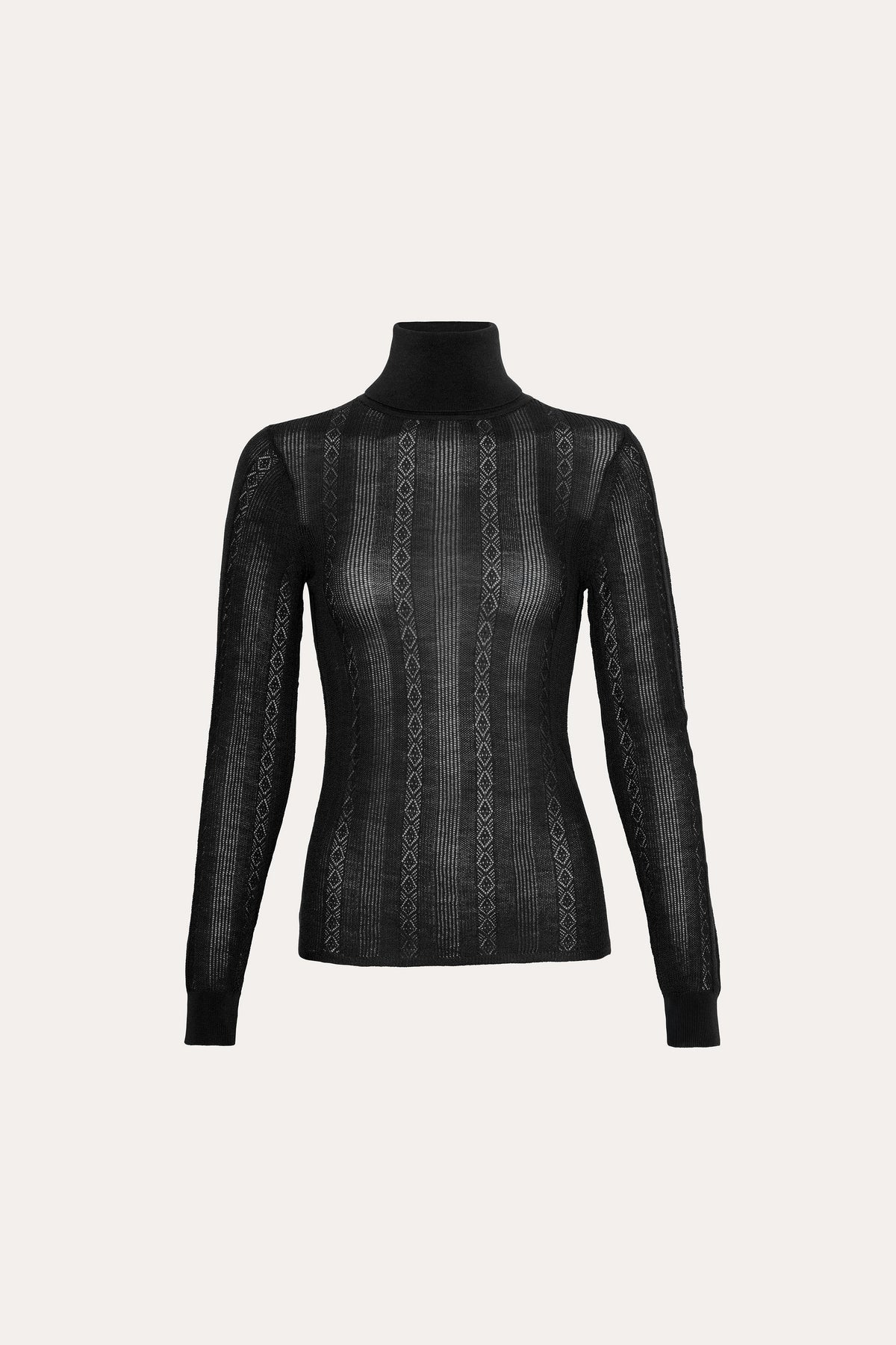 Silk Pointelle Turtleneck Sweater