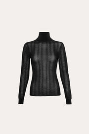 View Silk Pointelle Turtleneck Sweater image 4
