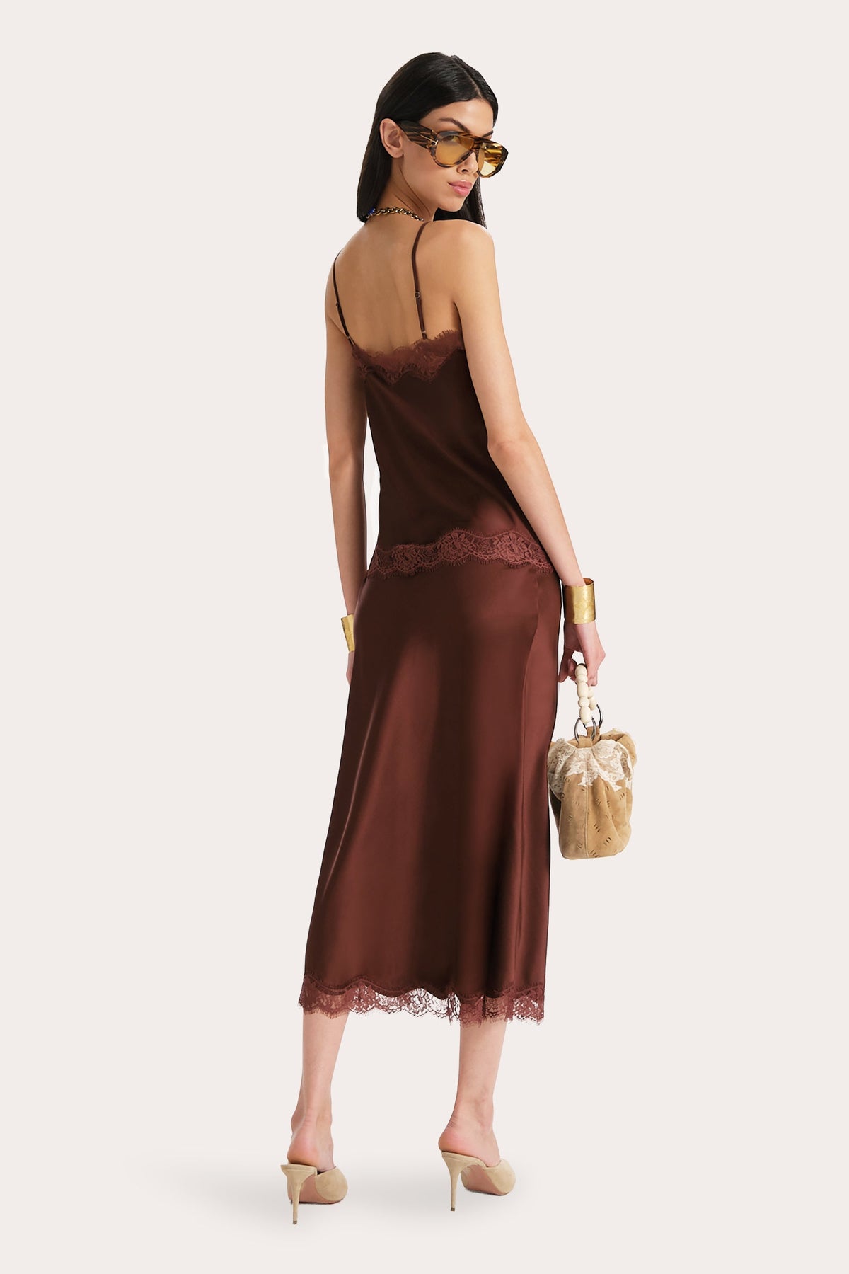 Brooke Silk Charmeuse Lace Trim Skirt