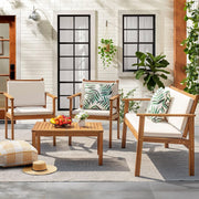 View Patio Furniture 4 Piece Outdoor Acacia Wood Patio Conversation Sofa Set with Table & Cushions Porch Furniture for Deck, Balcony, Backyard image 5