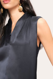 View Sleeveless Silk Satin Contour Shirt image 3