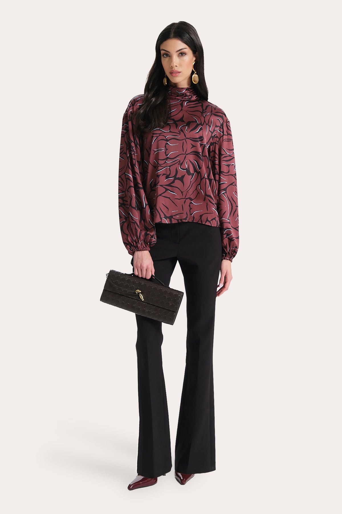 Naya Silk Charmeuse Coral Print Blouse