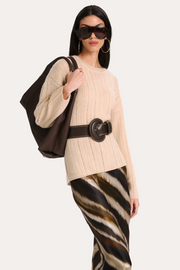View Round Buckle Leather Belt image 1