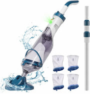 View Pool Vacuum for Above Ground Pool with a Telescopic Pole, Running time up to 1H, T403 Handheld Rechargeable Pool Cleaner with Powerful Suction up to 18.5 gallons/min, Ideal for Leaves, Debris image 2