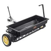 View Broadcast seeder, 100-pound tractor-mounted rear polyethylene seeder with 10-inch wheels, equipped with a steel spike weeder, fertilizer spreader, garden seeder and salt spreader, suitable for residences, farms, rough terrain, and black pavement. image 3