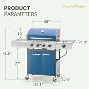 View Burner Propane Gas BBQ Grill with Side Burner & Porcelain-Enameled Cast Iron Grates, 42,000 BTU Output Stainless Steel Grill for Outdoor Cooking Kitchen and Patio Backyard Barbecue-Captiva image 3