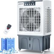 View Evaporative Cooler, 2100CFM Air Cooler, 120°Oscillation Swamp Cooler with Remote Control, 24H Timer, 3 Wind Speeds for Outdoor Indoor Use,8 Gallon image 1