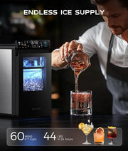 View Nugget Ice Maker Countertop, Smart Pebble Ice Machine with APP Control, 44 lbs/24H Soft Pellet Chewable Ice with Self-Cleaning, Stainless Steel image 6