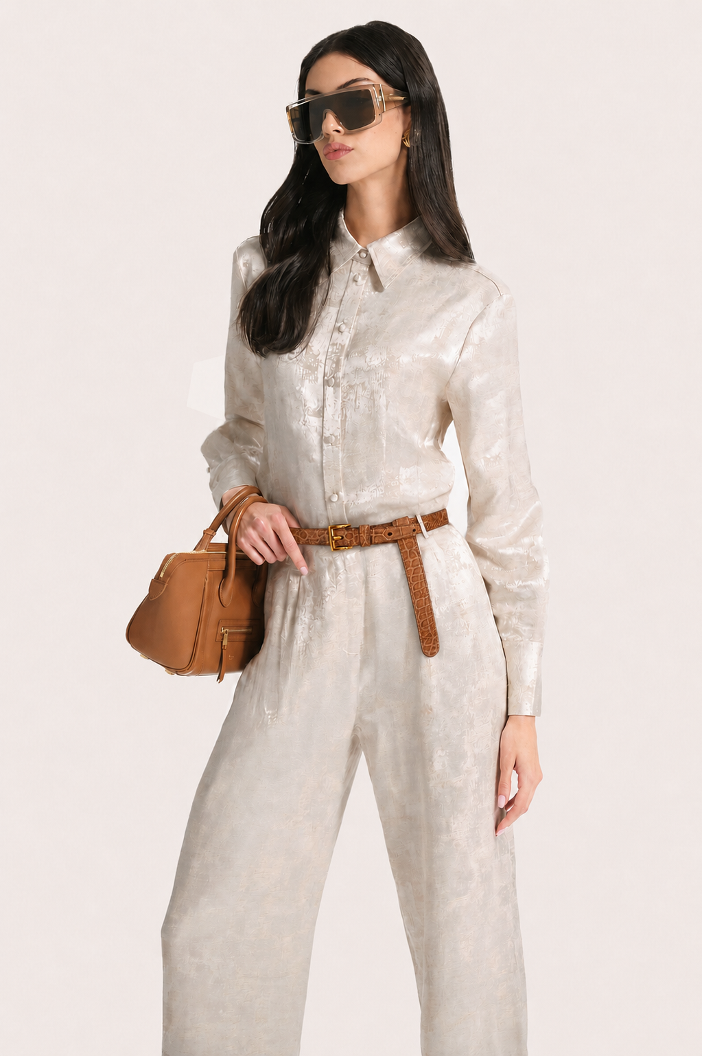 Terra Jacquard Button Down Blouse