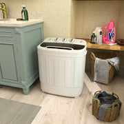 View Portable mini double-burner washing machine, capacity 13 pounds, equipped with a spin dryer, a compact clothes washing machine, a lightweight small-sized washing machine, suitable for families, apartments, dormitory rooms, and campers. image 2
