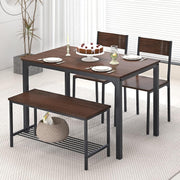 View Dining Table and Chairs Dining Table Set with 2 Chairs and 1 Bench Bar Set Kitchen Table and Chairs for Dining Room Bistro Set，Pure White image 2